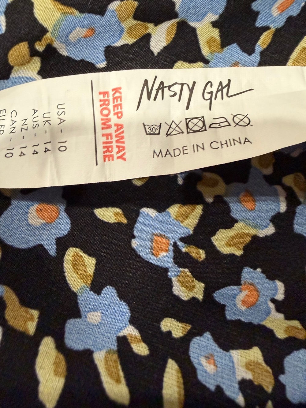 Nasty Gal Floral Maxi Dress Black Blue Yellow Long Sleeve Size 10 - Picture 2 of 6